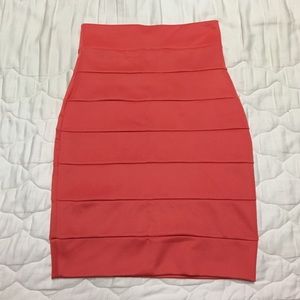 Coral Bodycon Tight Skirt