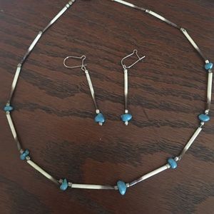 Turquoise necklace and earring set