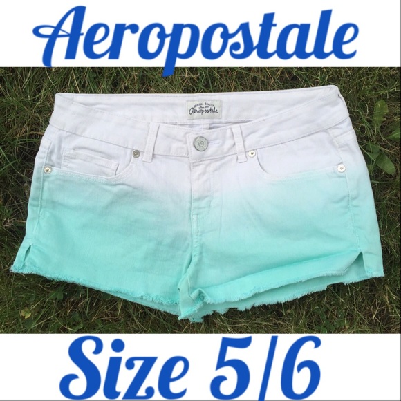 Aero White-Sea Green Ombre Denim Shorts Sz 5/6 - Picture 2 of 3