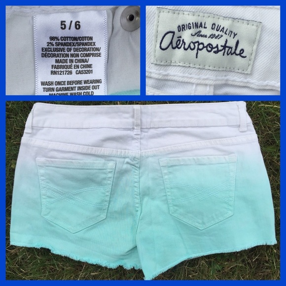 Aero White-Sea Green Ombre Denim Shorts Sz 5/6 - Picture 3 of 3