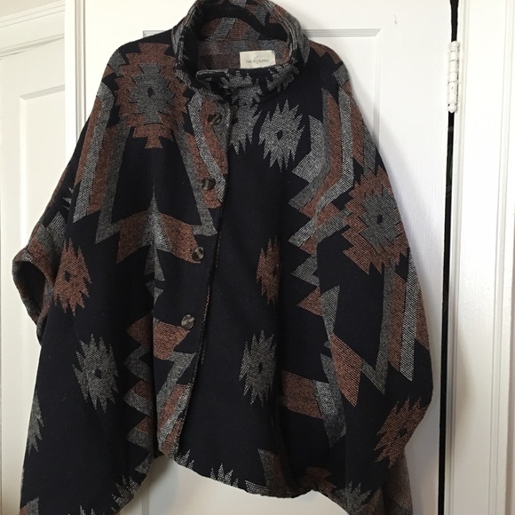 Boho Funnel Neck Blanket Poncho/Coat