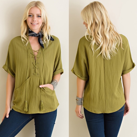 Lace Up Short Sleeve Top - Picture 3 of 4