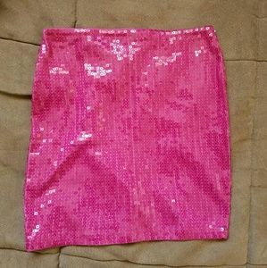 Pink Sequin Mini Skirt