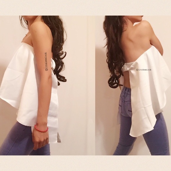 Hot high low asymmetric elastic band strapless top - Picture 3 of 4