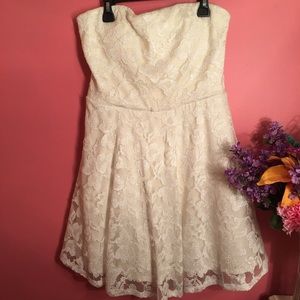 White, Strapless, Lace Dress