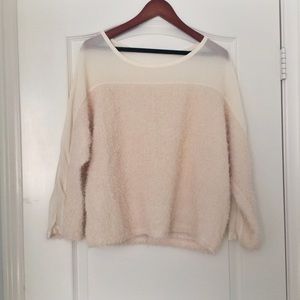 Cream Textured Blouse with Chiffon