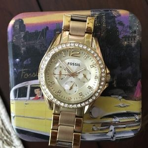 Gold Fossil Watch