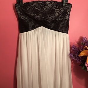 Black and White Strapless Dress