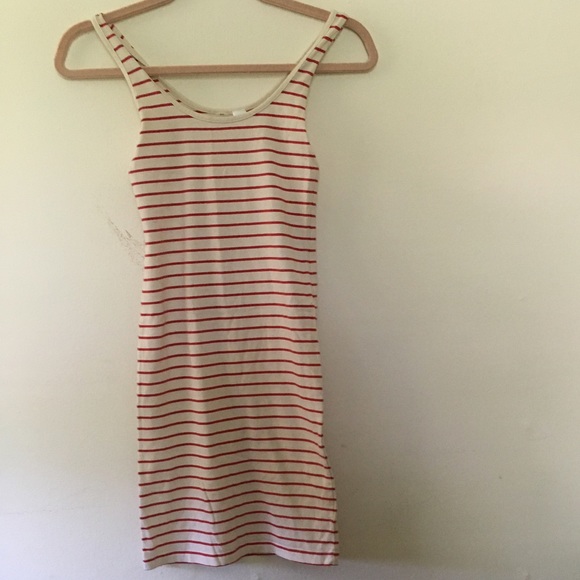Striped red and cream dress