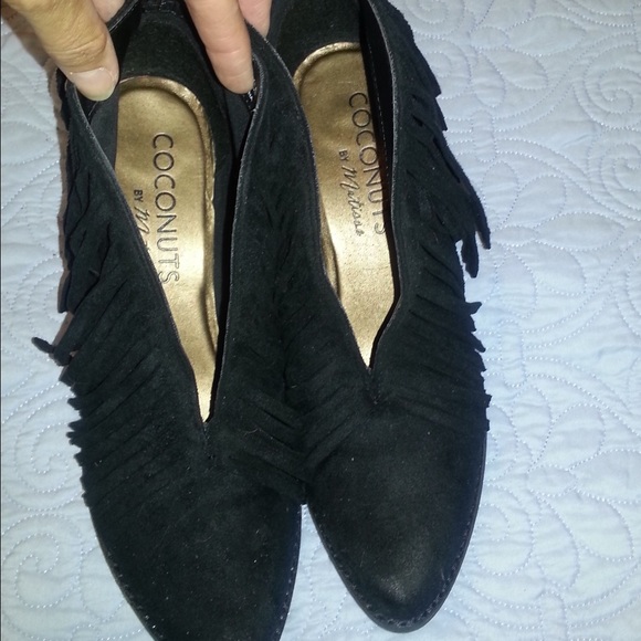 Black Suede Fringe Ankle Boots