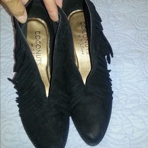 Black Suede Fringe Ankle Boots