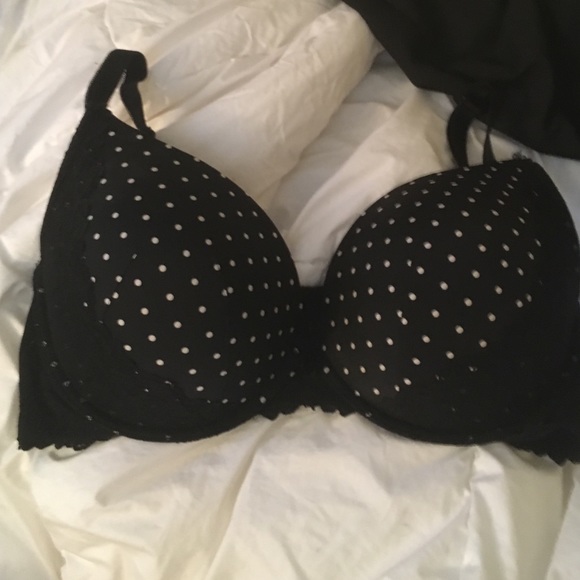 Black Torrid Bra with white polkadots
