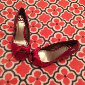 Red Peep Toe Pumps