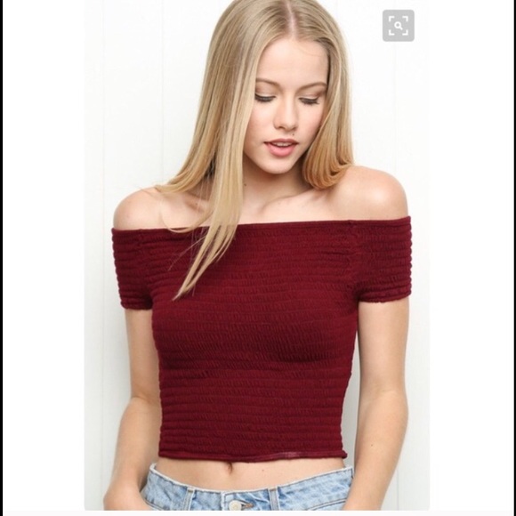 red off the shoulders top