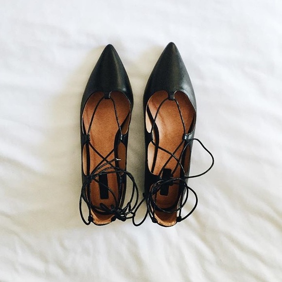 Topshop Black Kingdom Ghillie Flats