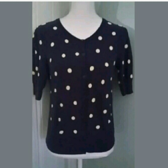 AE Medium Navy Blue Button Down Polka Dot Cardigan