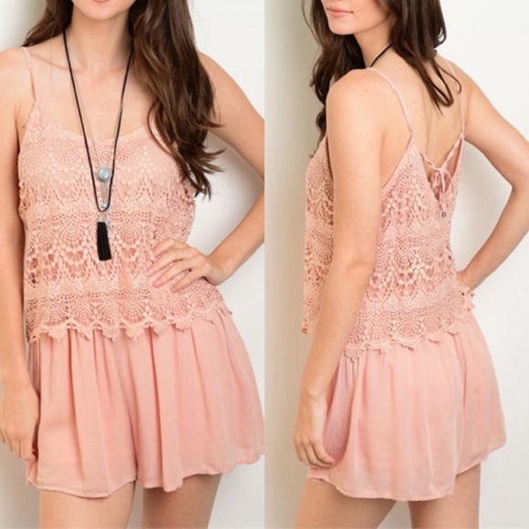 **SALE**Pink Lace Romper