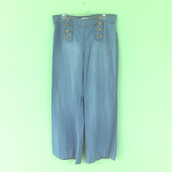 Elenvenses Wide Leg Chambray Sailor Pants