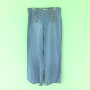 Elenvenses Wide Leg Chambray Sailor Pants