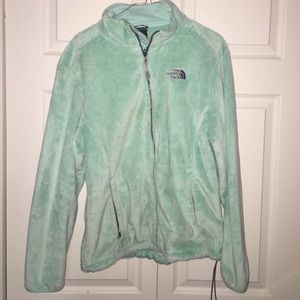 mint green north face jacket