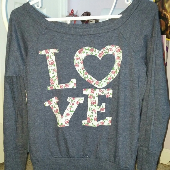 LOVE Off the Shoulder T-shirt - Picture 1 of 1