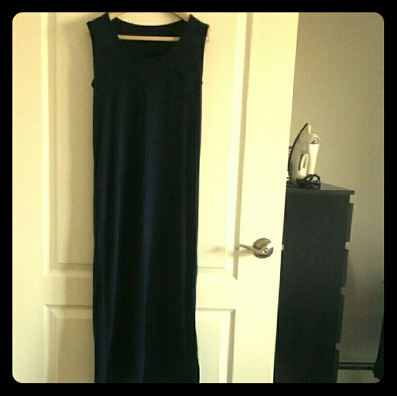 Maxi cotton jersey dress, Navy
