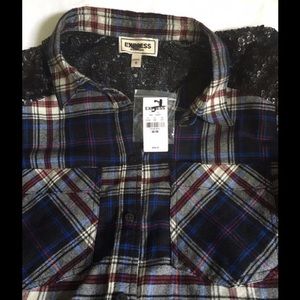 Express Button Down Flannel Shirt.