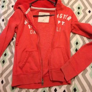 orange/red hollister zip up