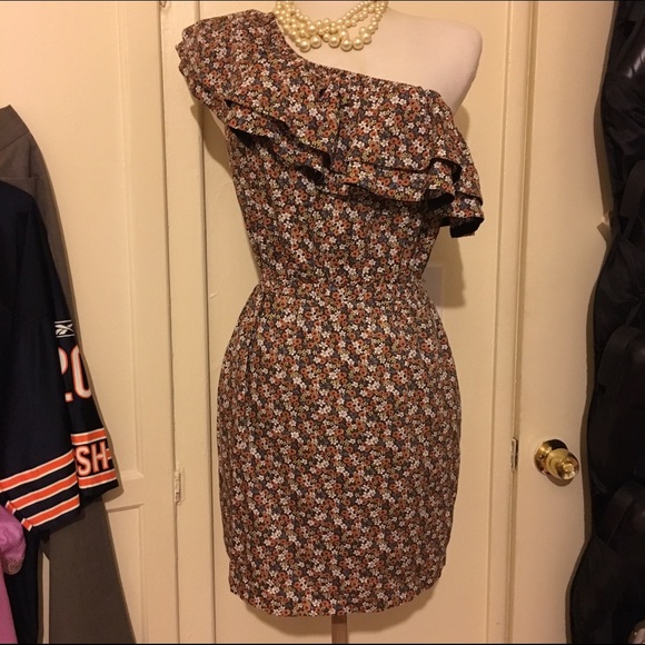 Lucca couture Floral Print one shoulder dress