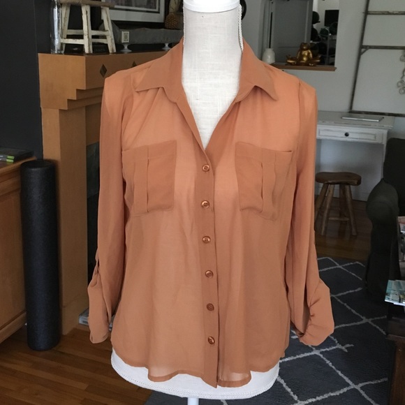Sheer rust colored blouse