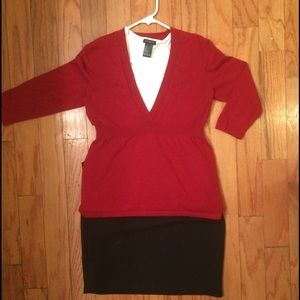 Burgandy red 3/4 Sleeve Sweater Top Ann Taylor M