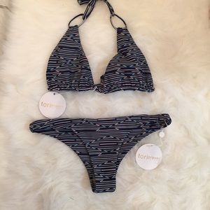 Tori Praver blue bikini top
