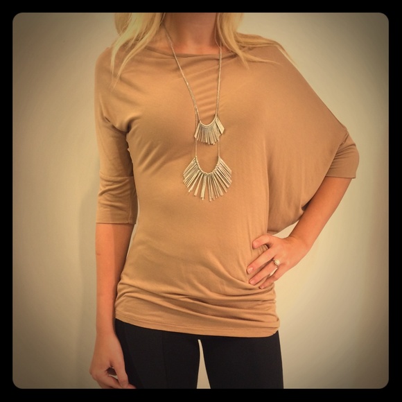 BCBG asymmetrical camel top