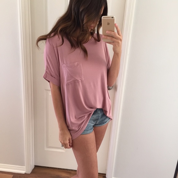 SOLD OUT \\ Mauve Boyfriend Pocket T - Picture 4 of 4