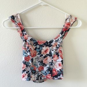 UO Floral Criss-Cross Crop Top