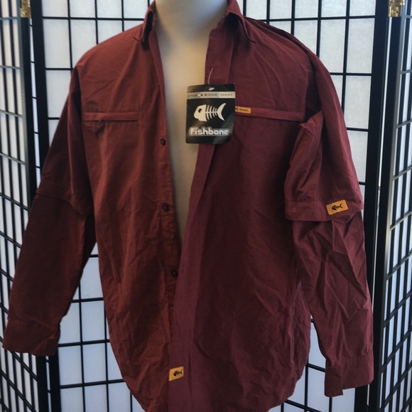 Fishbone fishing shirt - removable sleeve NWT