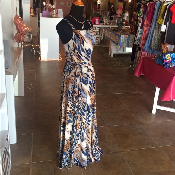 JANETTE MAXI DRESS BROWN/BLUE