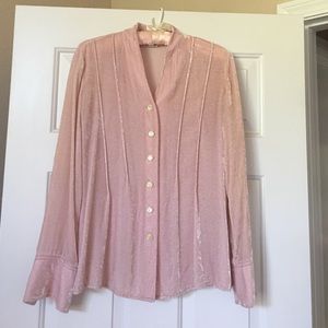 Crushed Velvet, pink top with embossed buttons