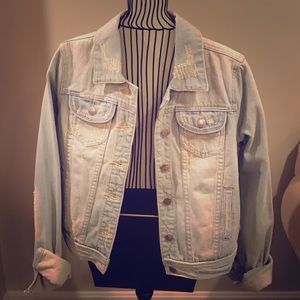 Distressed jean jacket
