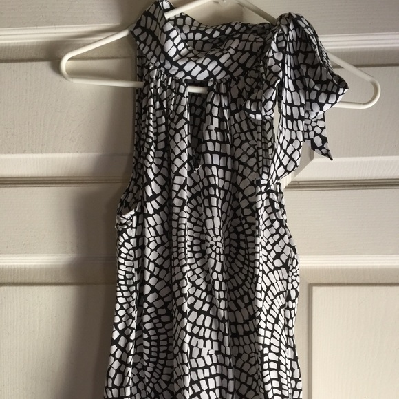 WHBM black and white silk top