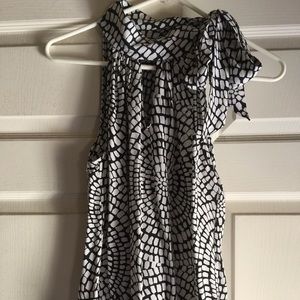 WHBM black and white silk top