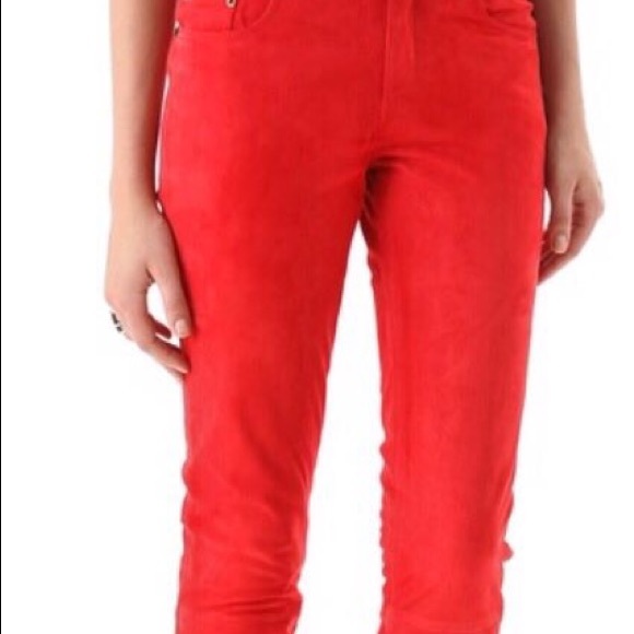 Rebecca Minkoff, Walker Suede Pants in Scarlet Red