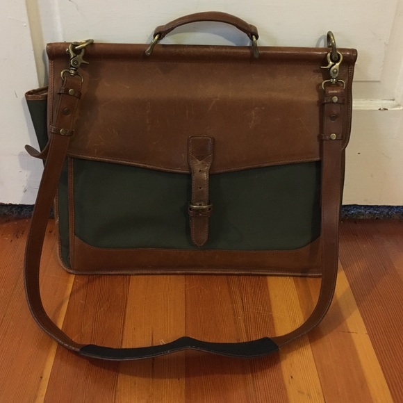 L.L. Bean Handbags - LL Bean leather and canvas satchel