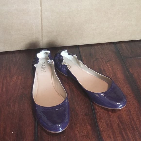 Deep purple faux patent ballet flats