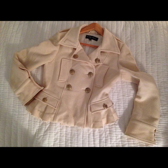 Blanc Noir Peplum Ivory Wool Coat size Medium