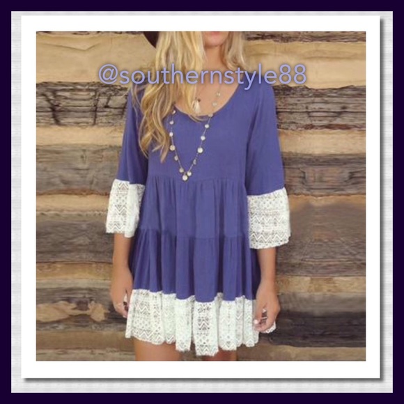 3/4 SLEEVE PATCHWORK DRESS BNWT XLARGE PURPLE - Picture 3 of 3