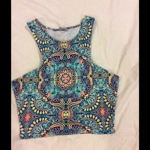 Halter crop top with swirly detailing