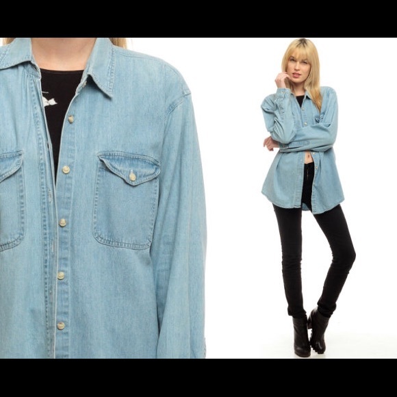 Oversized denim shirt