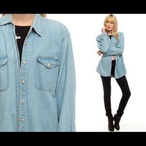 Oversized denim shirt