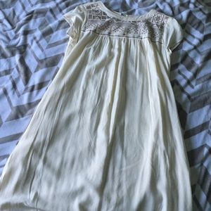 Short Sleeve White Flowy Dress